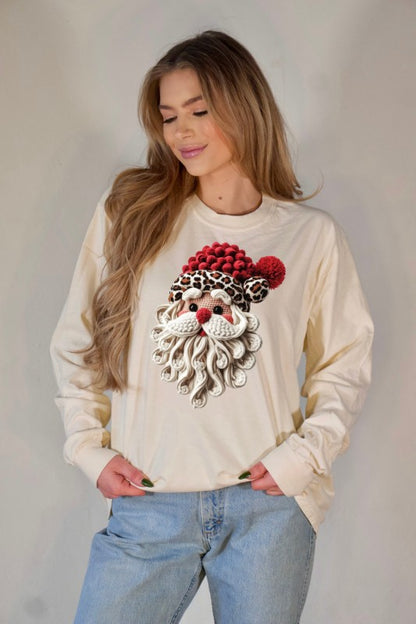 Latch Hook Santa Long Sleeve Tee - FamilyClothes