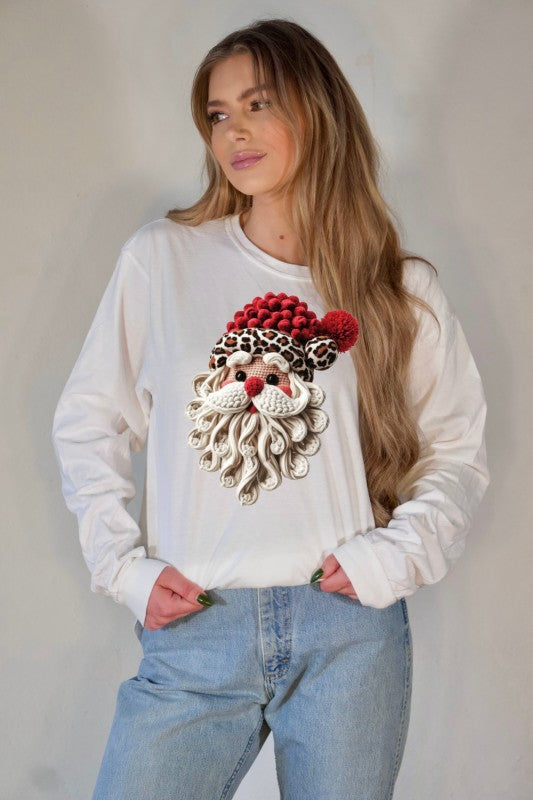 Latch Hook Santa Long Sleeve Tee - FamilyClothes