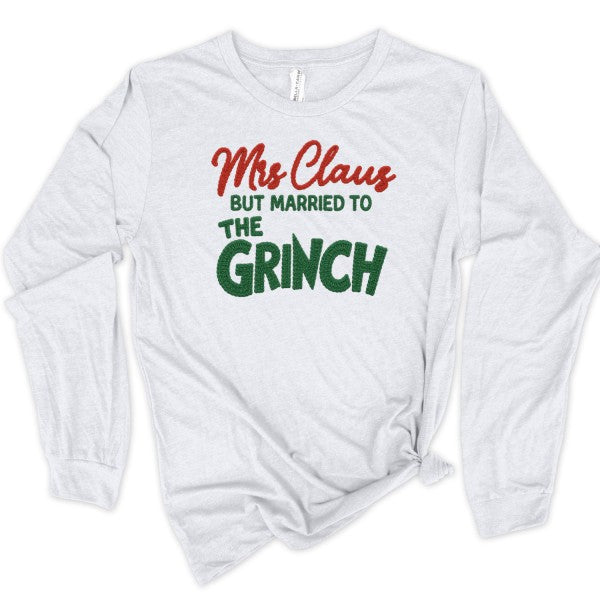 Mrs Claus Married to Grinch Crochet Long Sleeve - FamilyClothes