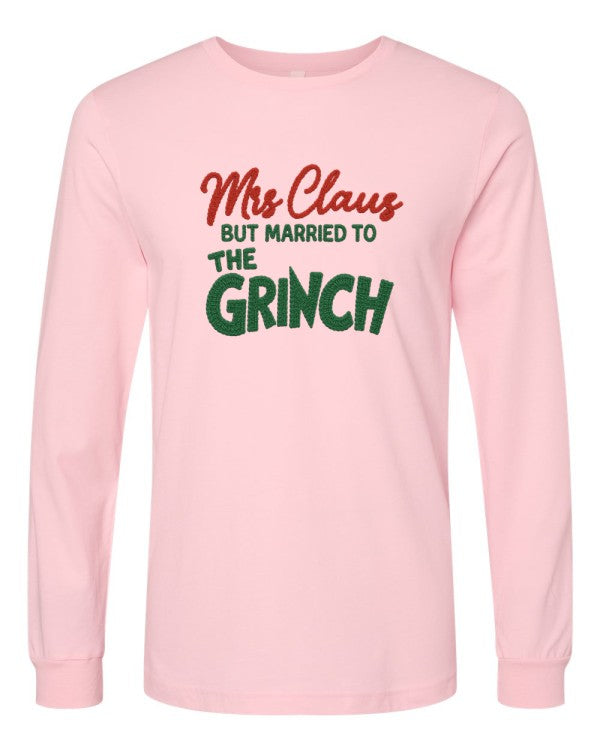 Mrs Claus Married to Grinch Crochet Long Sleeve - FamilyClothes