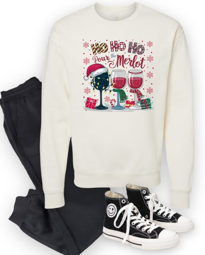 Ho Ho Ho Pour the Merlot Graphic Sweatshirt - FamilyClothes
