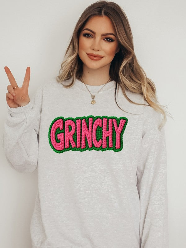 Grinchy Latch Work Graphic Sweatshirt - FamilyClothes