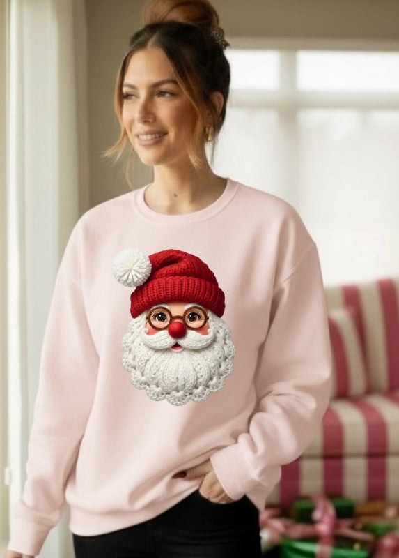 Santa with Glasses Sweatshirt - Latch Work Graphic Design - FamilyClothes