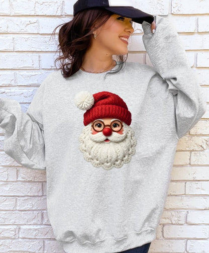 Santa with Glasses Sweatshirt - Latch Work Graphic Design - FamilyClothes