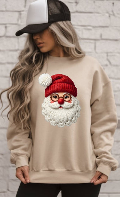 Santa with Glasses Latch Work Santa Graphic Sweatshirt - FamilyClothes