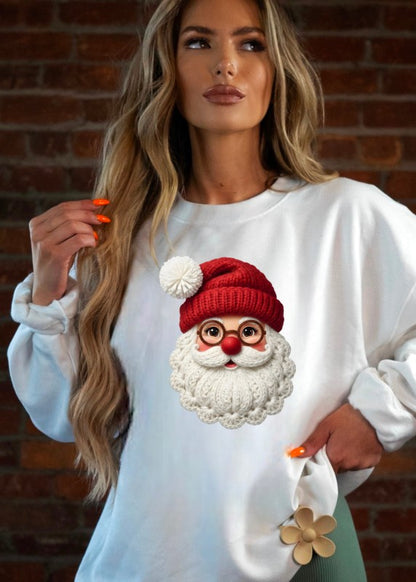 Santa with Glasses Sweatshirt - Latch Work Graphic Design - FamilyClothes