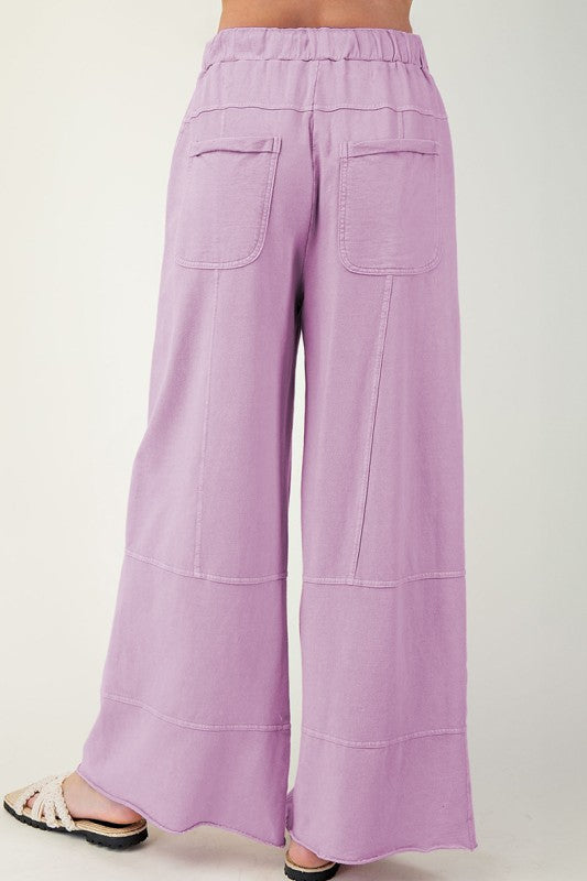 Drawstring Elastic Waistband Wide Leg Cargo Pants - FamilyClothes