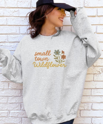 Crochet Small Town Wildflower Crewneck Sweatshirt - FamilyClothes
