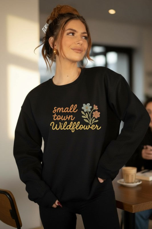 Crochet Small Town Wildflower Crewneck Sweatshirt - FamilyClothes