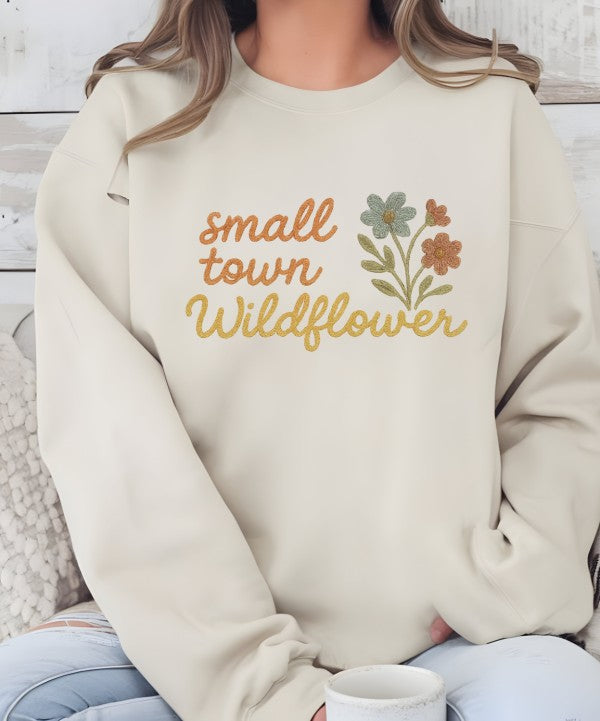 Crochet Small Town Wildflower Crewneck Sweatshirt - FamilyClothes