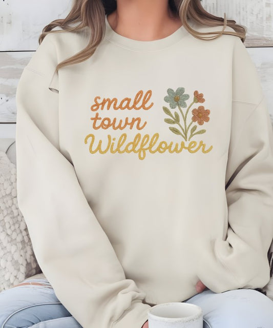 Crochet Small Town Wildflower Crewneck Sweatshirt - FamilyClothes