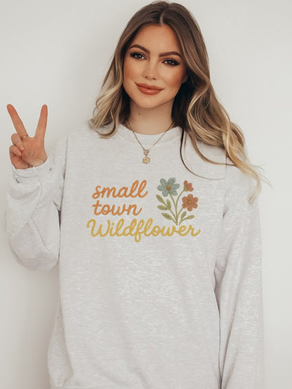 Crochet Small Town Wildflower Crewneck Sweatshirt - FamilyClothes