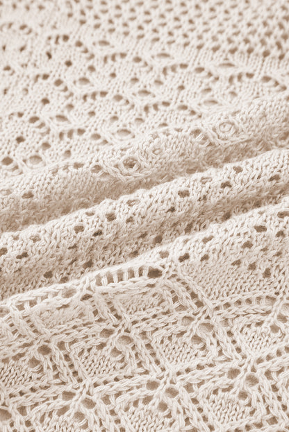 Lapis Mix Pattern Cardigan for Stylish Layering - Hollow Knit Open Front - FamilyClothes