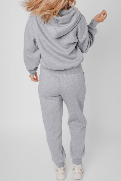 Solid Reverse Seams Hoodie and Joggers Set - FamilyClothes
