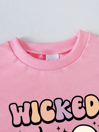 Children's Halloween Graphic Sweatshirt and Flare Pants Set - FamilyClothes