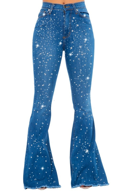 Rhinestones Bell Bottom Jean - FamilyClothes