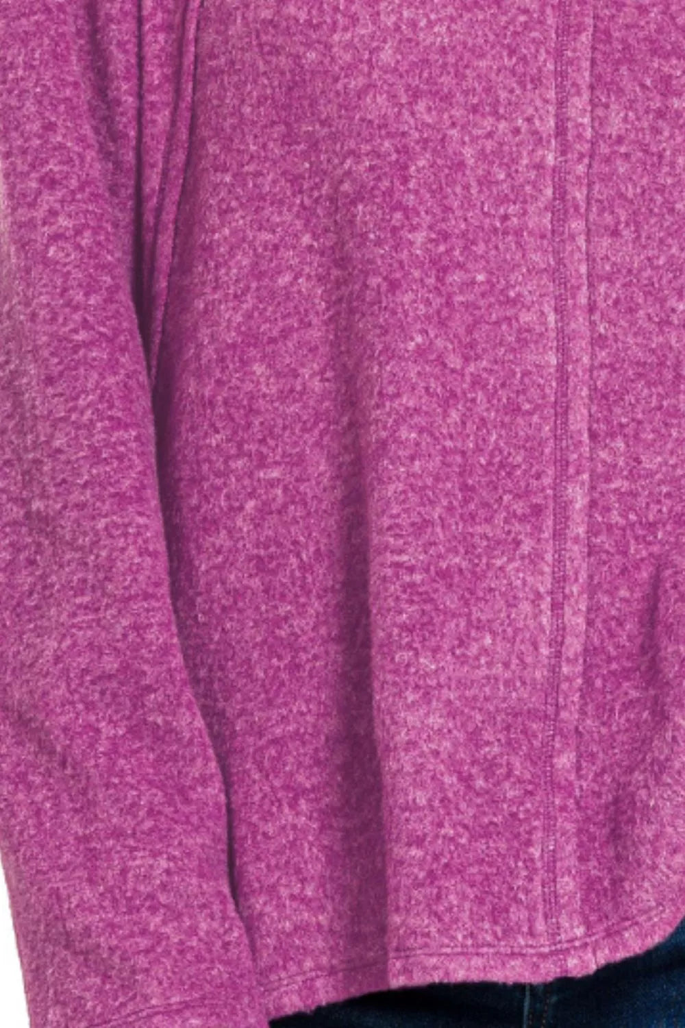 Brushed Hacci Exposed Seam Hi Low Sweater - FamilyClothes