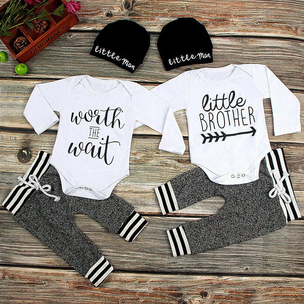 US Newborn Baby Boy Girl Tops Romper Bodysuit Jumpsuit Pants Outfits Clothes Set - FamilyClothes