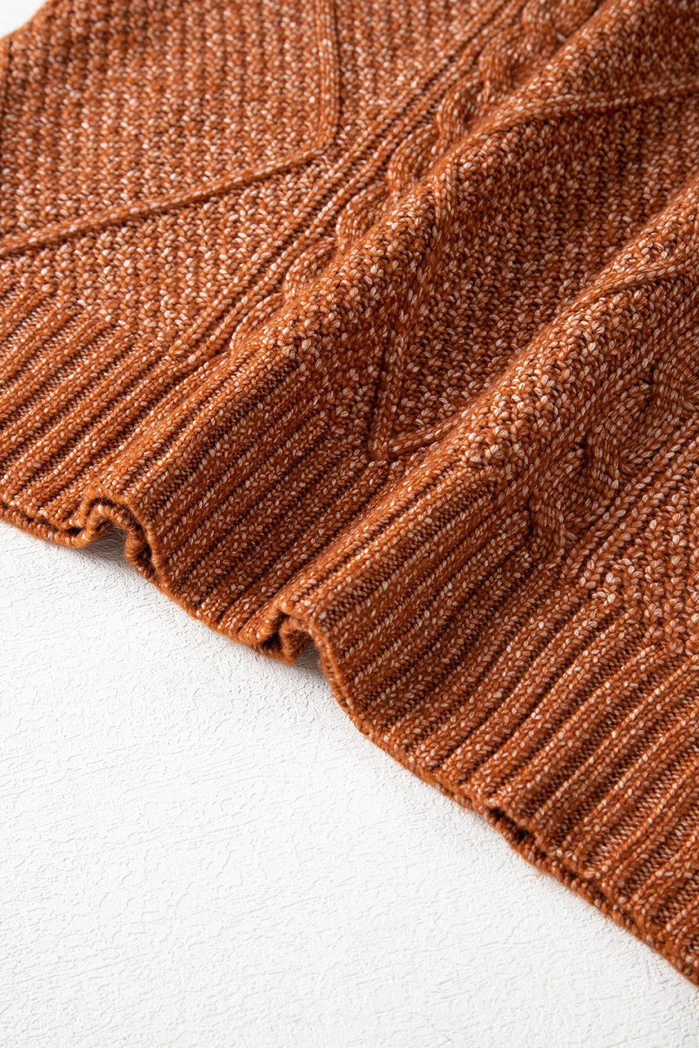 Coffee Knit Sweater Dress - Cable Knit Drop Shoulder Loose Fit Design - FamilyClothes