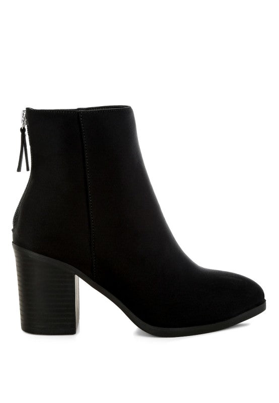 Veyara Lycra Block Heel Ankle Boots - FamilyClothes