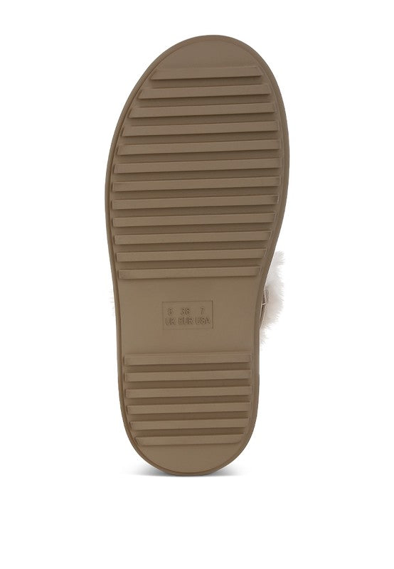 Bunting Faux Fur Collar Flatform Boots - FamilyClothes