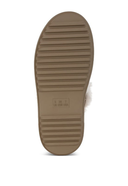 Bunting Faux Fur Collar Flatform Boots - FamilyClothes