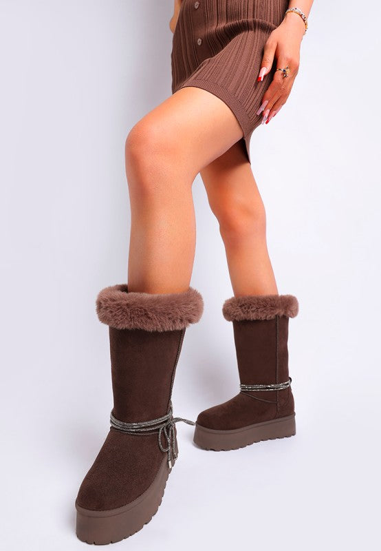 Olonya Fur Collar Anti-Skid Snow Boots - FamilyClothes