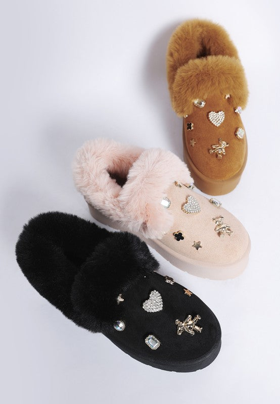 Zeta Charm Detail Slip On Snow Boots - FamilyClothes