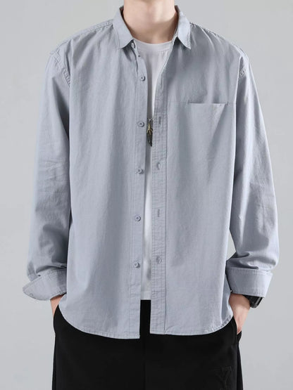 Men's Full Size Button-Up Casual Shirt Plus Size - FamilyClothes