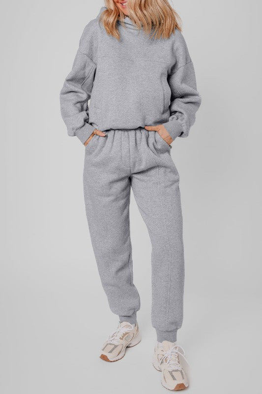 Solid Reverse Seams Hoodie and Joggers Set - FamilyClothes