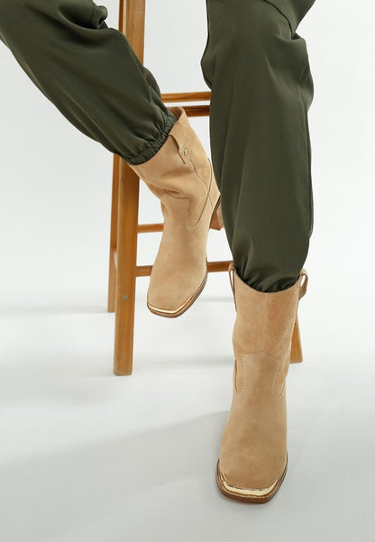 Emberly Suede Square Toe Ankle Boots - FamilyClothes