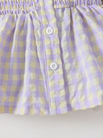 Children's Gingham Smocked Top and Bow Pants Set - FamilyClothes