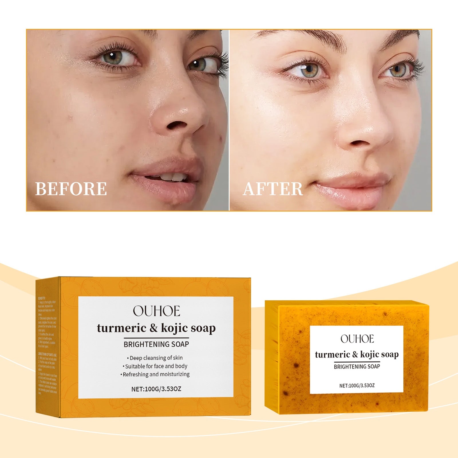 Lemon Turmeric Brightening Soap Gently Cleanses The Skin, Moisturizes, Hydrates And Replenishes Water. It Is A Facial And Body Care Soap - FamilyClothes