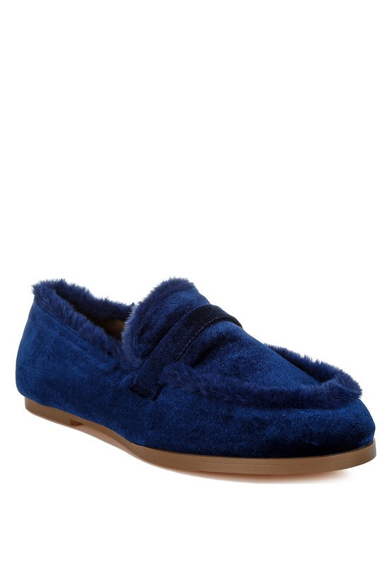 Bastian Fur Detail Velvet Loafers - FamilyClothes
