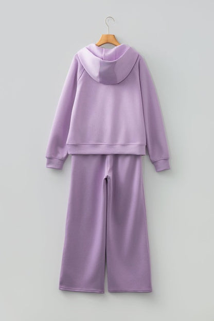 Solid Half-Zip Hoodie and Pants Set - FamilyClothes