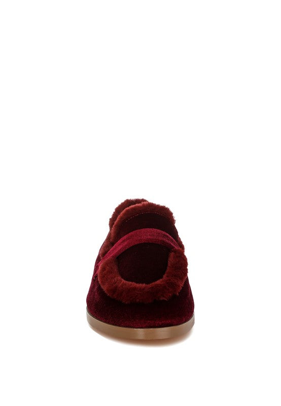 Bastian Fur Detail Velvet Loafers - FamilyClothes
