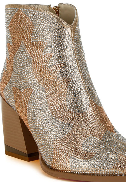 Mugler Rhinestones Embellished Ankle Boots - FamilyClothes