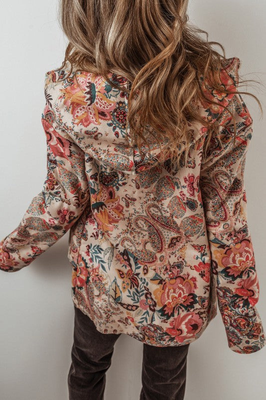 Floral Sherpa Lined Hooded Jacket - FamilyClothes