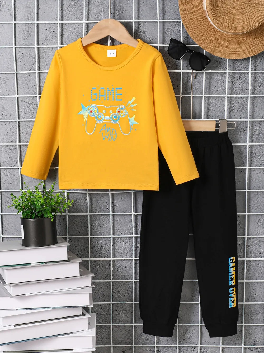 Kids Graphic Round Neck Long Sleeve Top and Pants Set - FamilyClothes