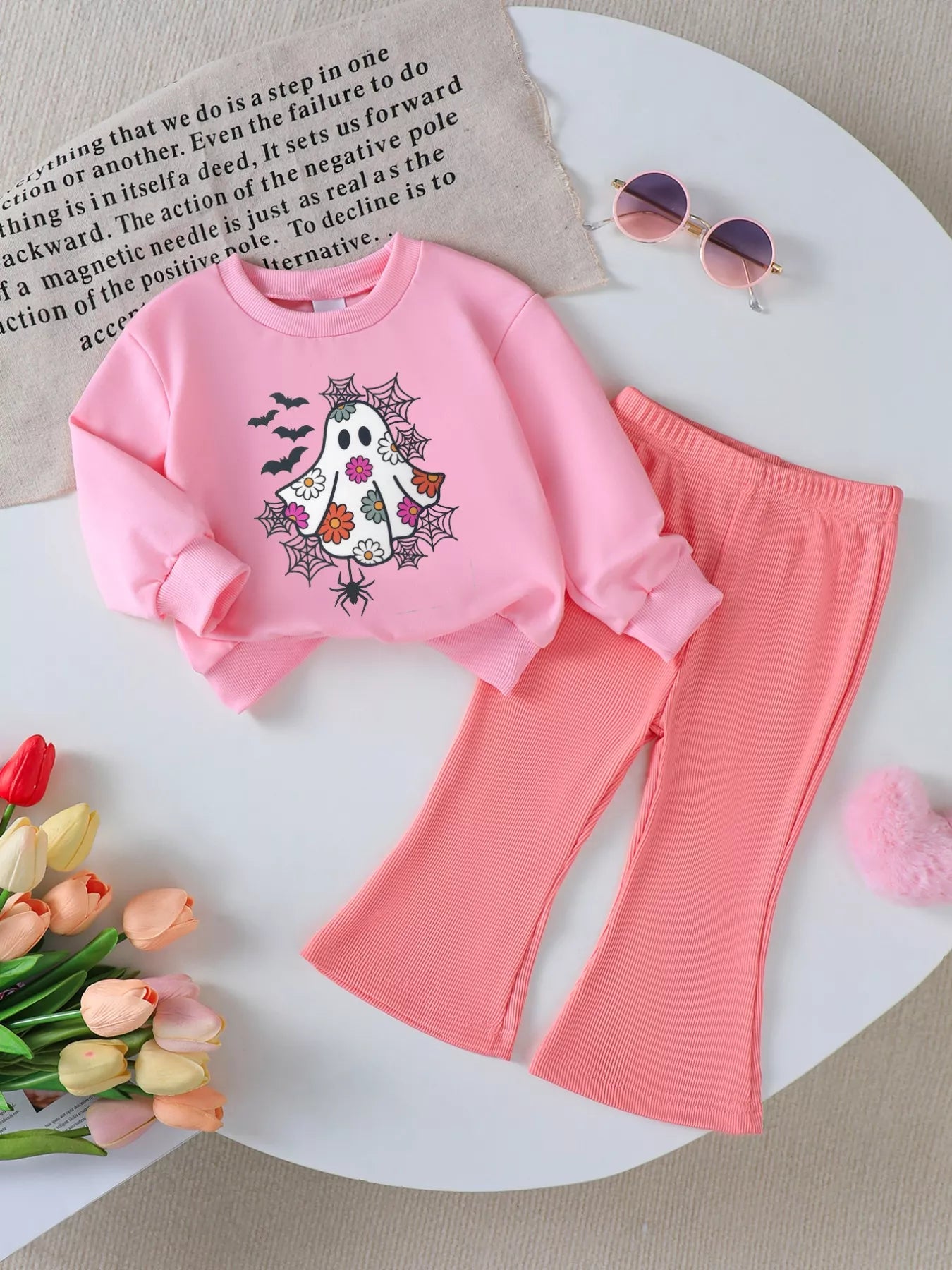 Children's Halloween Graphic Sweatshirt and Flare Pants Set - FamilyClothes