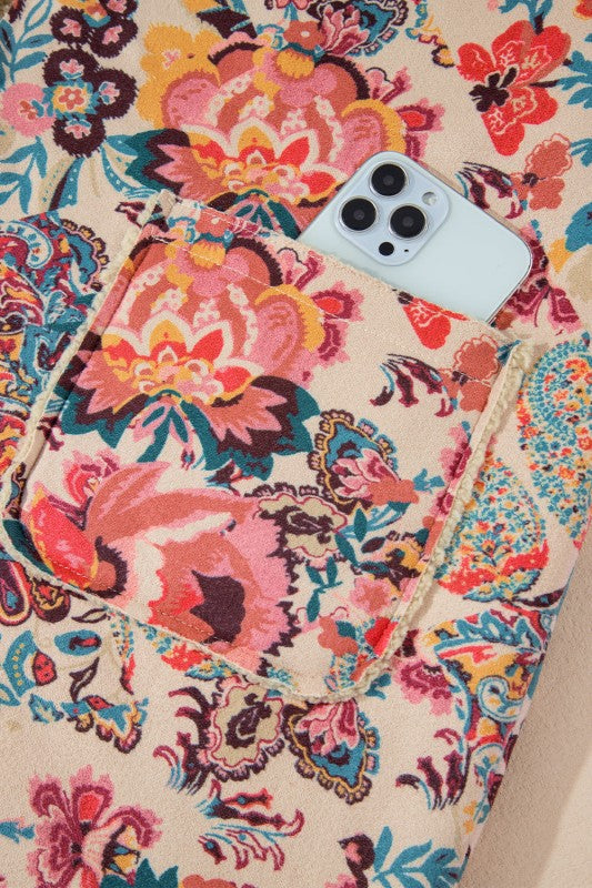 Floral Sherpa Lined Hooded Jacket - FamilyClothes