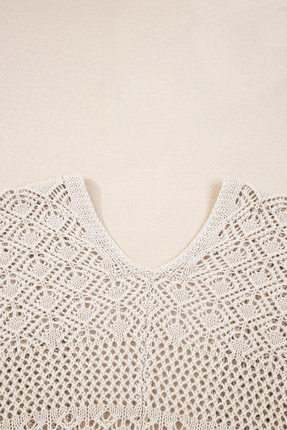 Lapis Mix Pattern Cardigan for Stylish Layering - Hollow Knit Open Front - FamilyClothes