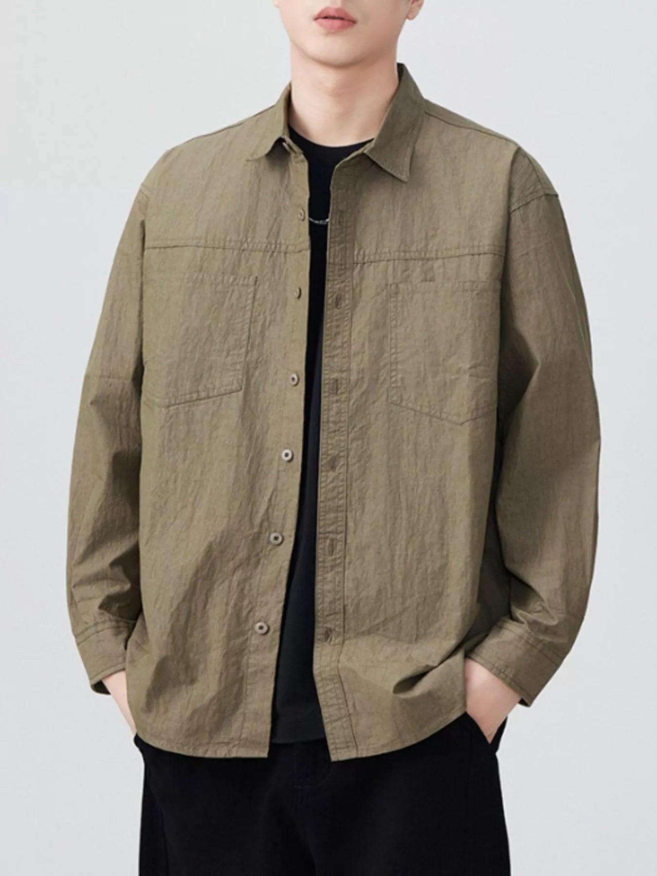 Men's Plus Size Button Up Long Sleeve Shirt - FamilyClothes