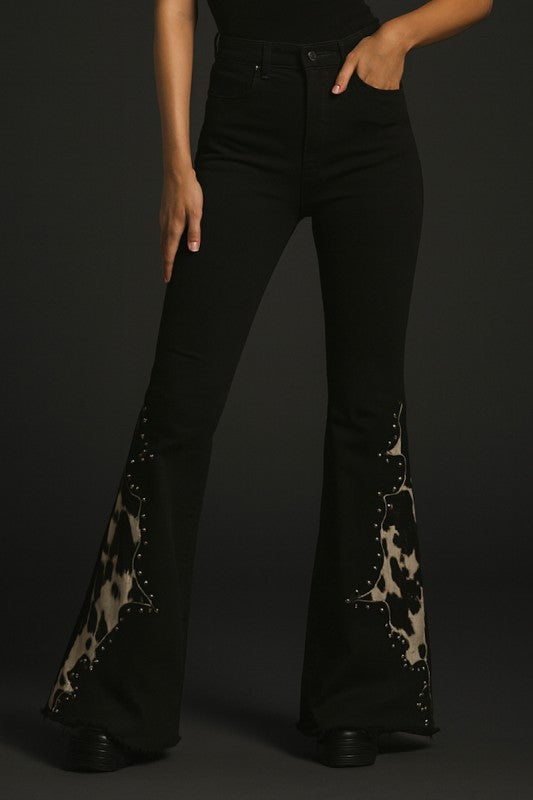 Wild West Studded Cowhide Bell Bottoms - FamilyClothes