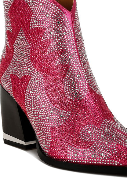 Mugler Rhinestones Embellished Ankle Boots - FamilyClothes