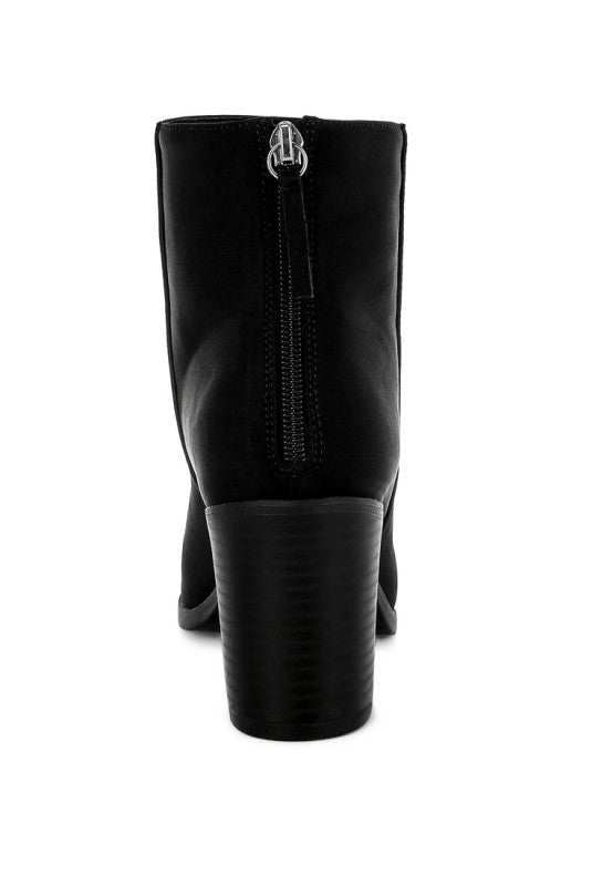 Veyara Lycra Block Heel Ankle Boots - FamilyClothes