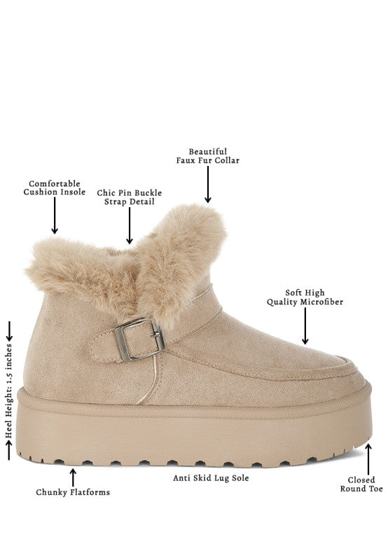 Linka Pin Buckle Detail Snow Boots - FamilyClothes