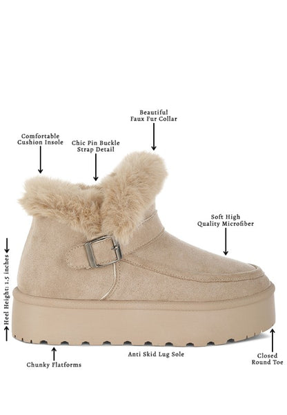 Linka Pin Buckle Detail Snow Boots - FamilyClothes