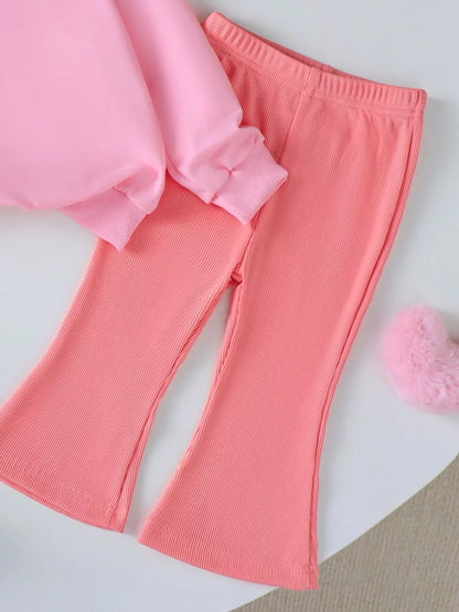 Children's Halloween Graphic Sweatshirt and Flare Pants Set - FamilyClothes