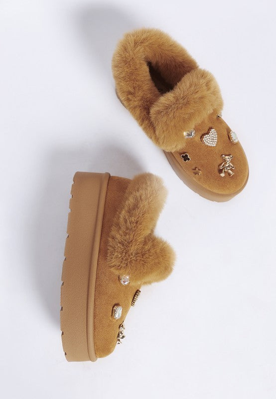 Zeta Charm Detail Slip On Snow Boots - FamilyClothes